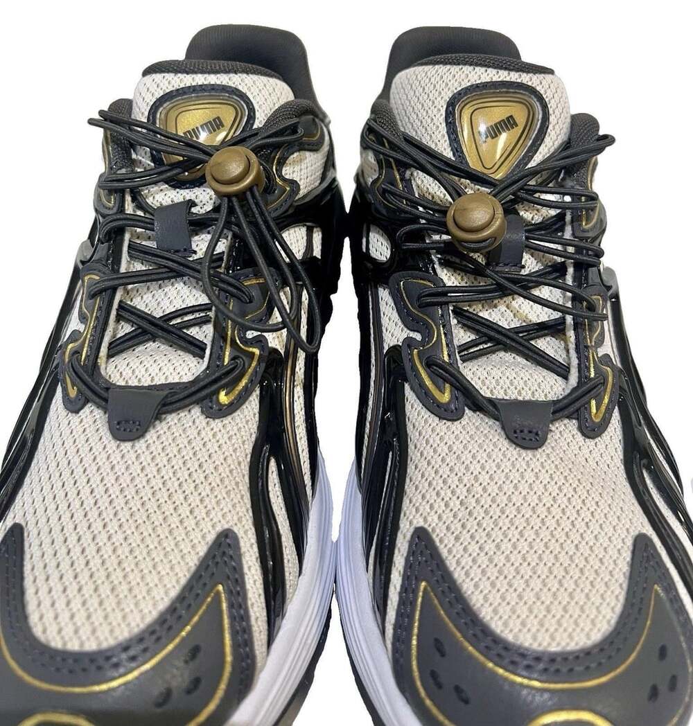 PUMA Inverse Men’s Low Top Lace-Up Athletic Sneakers White/Black/Gold 404240-03